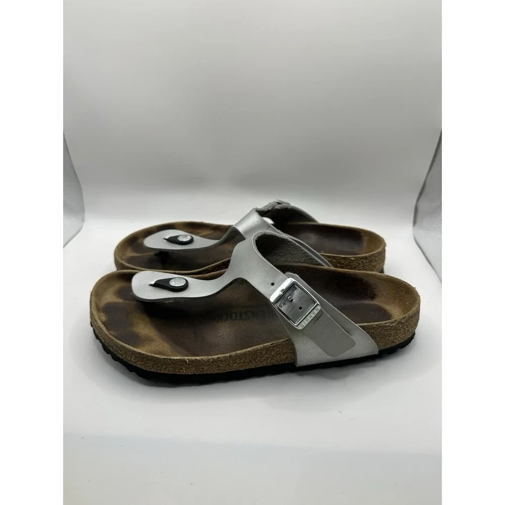 Birkenstock Gizeh Women's‎ Size 38 Metallic Gray Birko Summer Sandals 7-7.5 US
